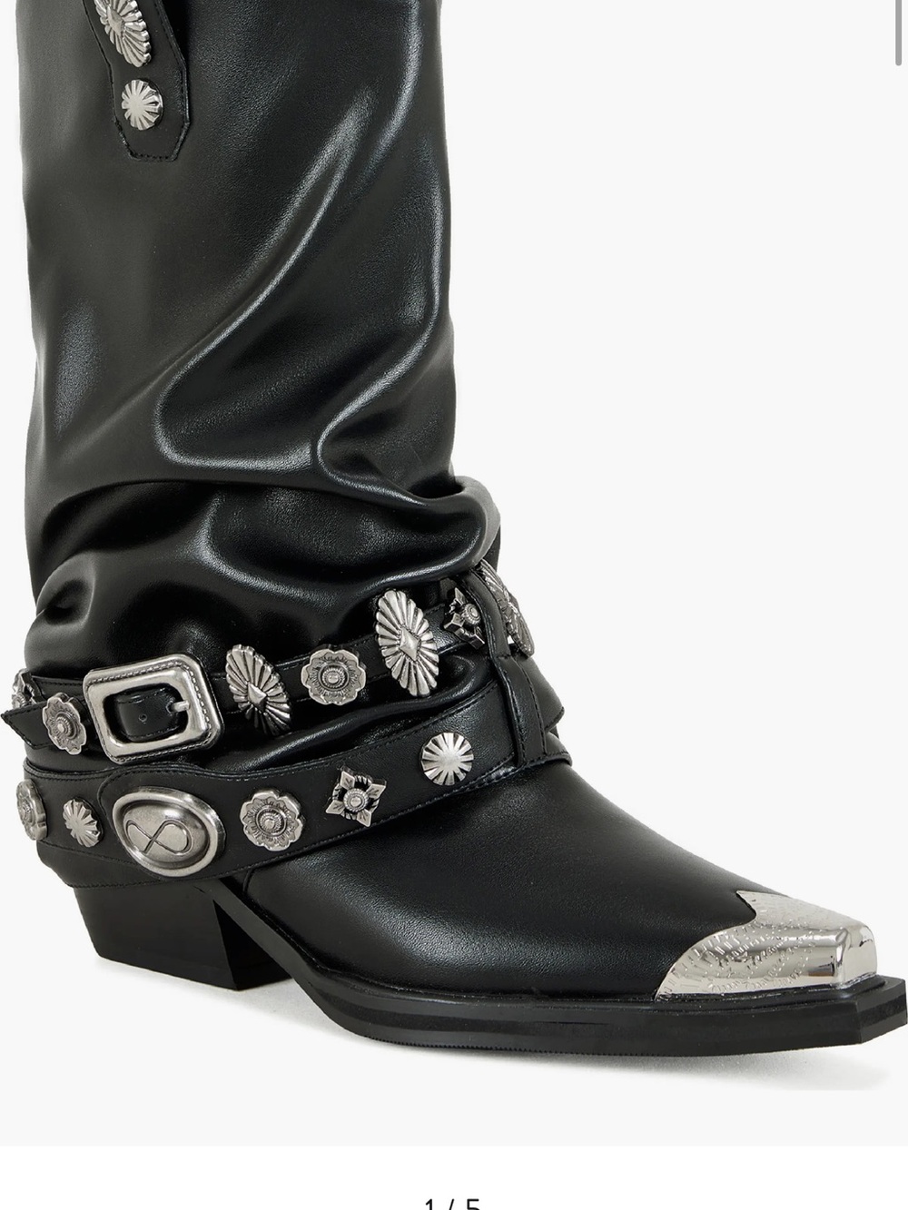 Black Western Ankle Boot with Silver Studded Harness